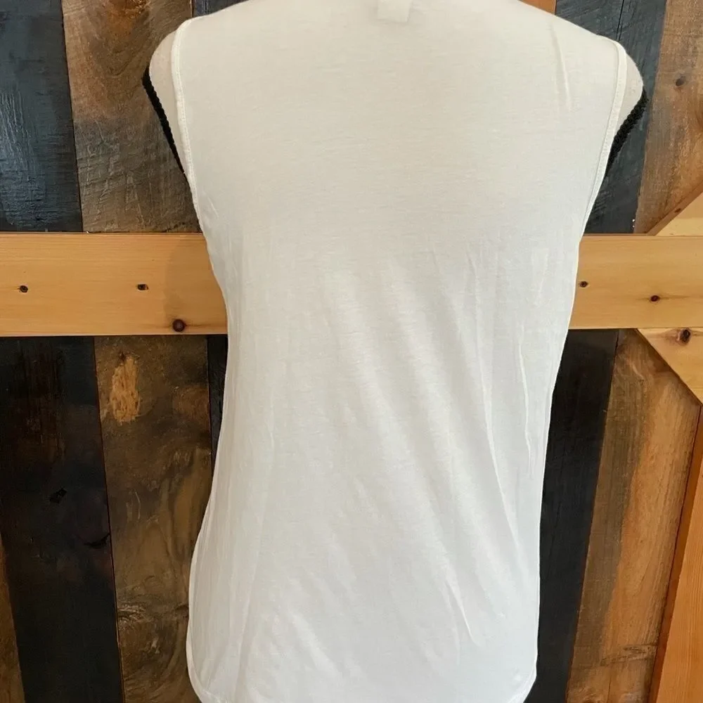 J Crew sleeveless off white top with lace trim